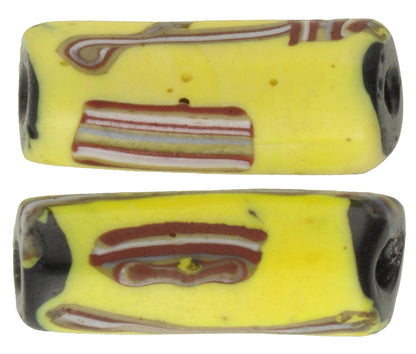 Rare Pair Of Antique Elbow Millefiori Venetian Glass Trade Beads - 20Mm - alternate view