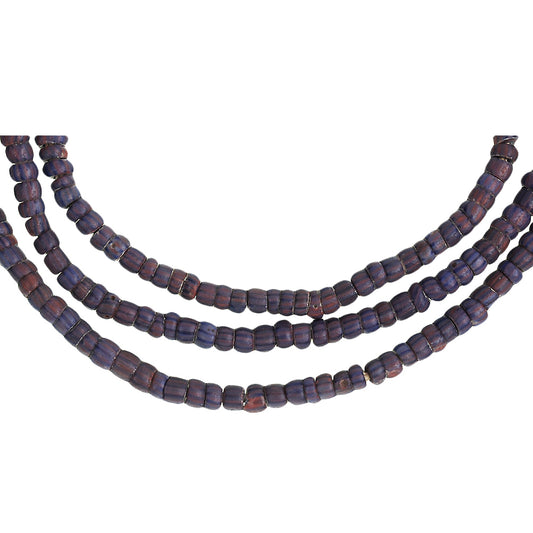 Vecchie perle di commercio africano Awale Perle di vetro chevron veneziane Commercio del Ghana raro SB-37082