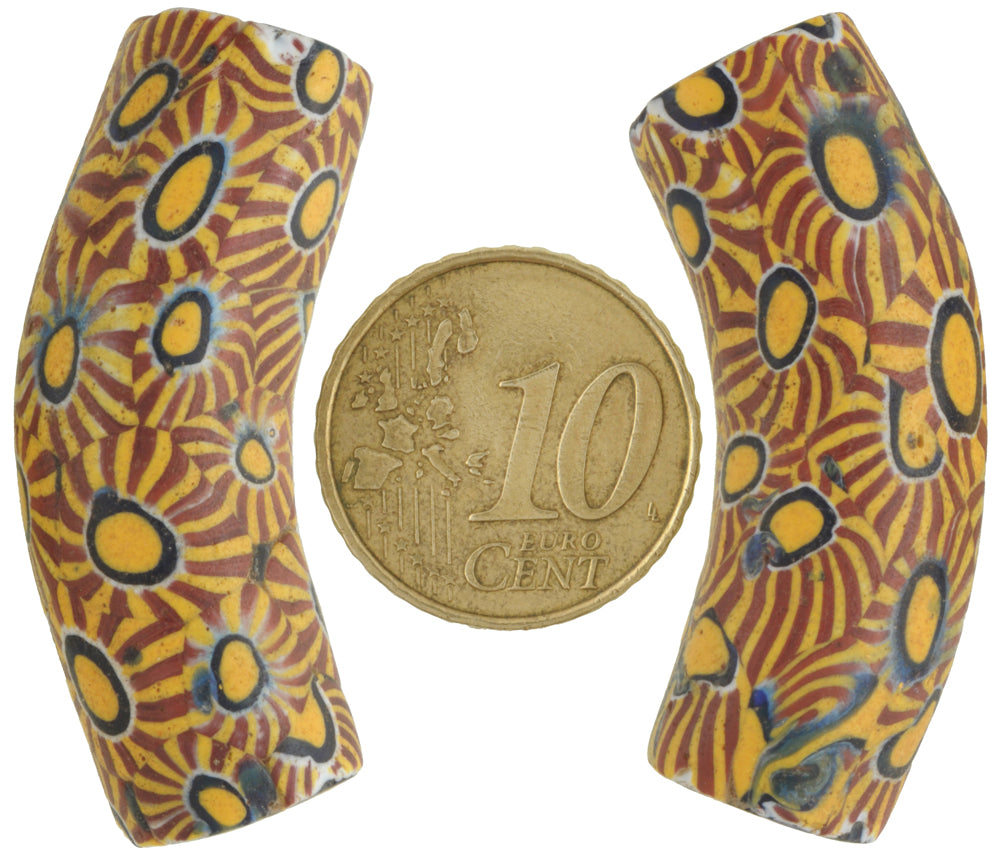 Altes passendes Paar Elbow Millefiori Venezianisches Mosaikglas African Trade Beads SB-30328